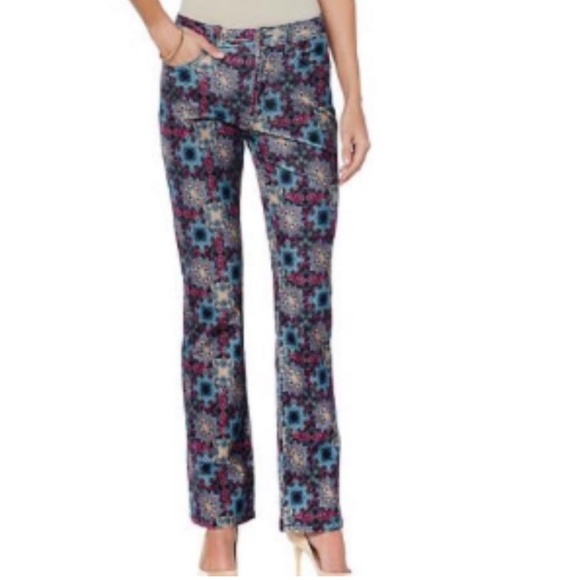 Lyric Culture by Diane Gilman Printed Stretch Velvet Janis Joplin Jeans Size 12 - Picture 2 of 16